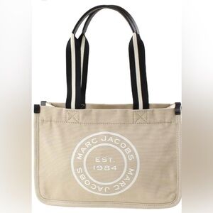 Marc Jacobs Signet Canvas Tote Bag Tan Logo Shoulder Bag